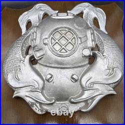 LARGE Vintage U. S. Navy USN 1st Class Diver Plaque aluminum on wood 19