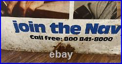 Large US Navy Recruiting Sign 1975 Metal Double Sided Vietnam War Era USN USA