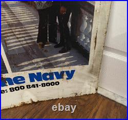 Large US Navy Recruiting Sign 1975 Metal Double Sided Vietnam War Era USN USA