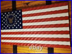 Large United States Navy Wavy Wood Flag Quality Craftsmanship 19x37