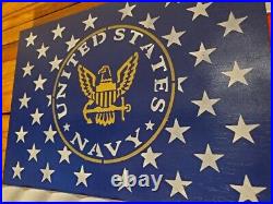 Large United States Navy Wavy Wood Flag Quality Craftsmanship 19x37