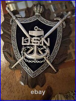 Large Vintage 1960's Usn United States Navy Anchor Chain Wall Plaque- Rare