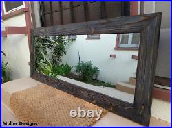 Large wood mirror navy blue/full length mirror/floor mirror/reclaimed wood