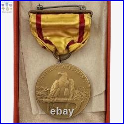 Lieut. Mathes U. S. Navy China Service Campaign Medal Wrap Brooch Titled Box Wwii