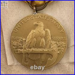 Lieut. Mathes U. S. Navy China Service Campaign Medal Wrap Brooch Titled Box Wwii