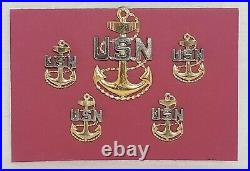 Lot Of 5 USN United States Navy Naval Insignia Anchor Pins Sterling