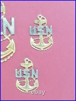 Lot Of 5 USN United States Navy Naval Insignia Anchor Pins Sterling