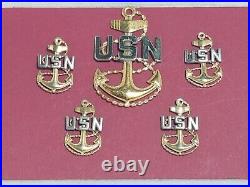 Lot Of 5 USN United States Navy Naval Insignia Anchor Pins Sterling