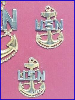 Lot Of 5 USN United States Navy Naval Insignia Anchor Pins Sterling