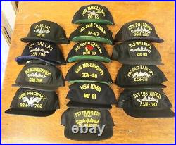 Lot of 14 USS Navy Trucker hats MADE IN USA 1980's snapback