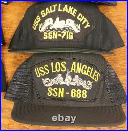 Lot of 14 USS Navy Trucker hats MADE IN USA 1980's snapback