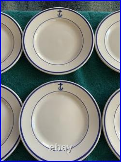 Lot of 6 Vintage Buffalo China US NAVY Fouled Anchor 7 Salad/Dessert Plates