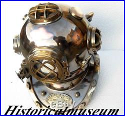 Maritime U. S Navy Mark V Antique Vintage Copper Diving Divers Helmet Scuba
