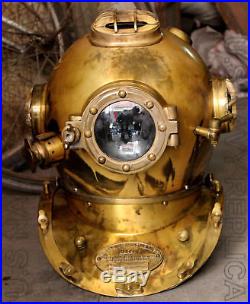 Mark V Vintage U. S Navy Solid Steel Diving Divers Helmet 18