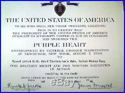 Medal Cased and Named Purple Heart w Certificate Grouping USN