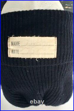 Men's 1940s WWII Navy Watch Cap Wool Knit Stocking Hat 40s Vtg USN