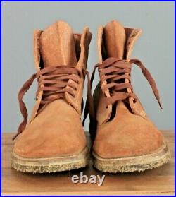 Men's NOS 1940s WWII USN Roughout Leather Boondocker Boots 11.5B WW2 Navy Shoes