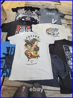 Mens Size L/XL T-shirt Bundle, SALTY CREW, FOX, HOWITZER, SULLEN ART, NWOT, LOT