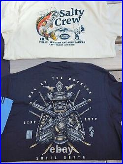 Mens Size L/XL T-shirt Bundle, SALTY CREW, FOX, HOWITZER, SULLEN ART, NWOT, LOT