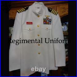 Midshipman Jacket U. S Military Cadet Navy Officer Service Tunic White Wool Tunic