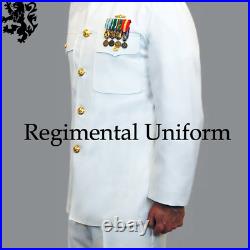 Midshipman Jacket U. S Military Cadet Navy Officer Service Tunic White Wool Tunic
