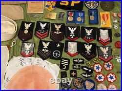 Military Junk Drawer Lot, WW2 Modern US Army Navy Insignia Pins Medals Vie