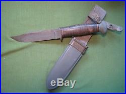 Military NAVY WWII U. S. U. S. N. MARK 1 RH Pal 35 Fighting Knife Leather Scabbard