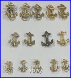 Military Sailor Vintage US Navy Anchor Pin USN Gold Filled 1/20 10k Lot of 14