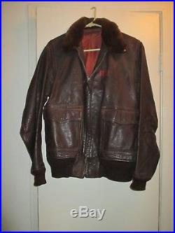 Military WWII Brown Leather Bomber Flight Jacket M-422a US Navy Willis & Geiger
