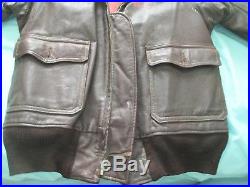 Military WWII Brown Leather Bomber Flight Jacket M-422a US Navy Willis & Geiger