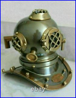 Mini US Navy Mark V Diving Helmet Brass Aluminum Steel Decor 7.5