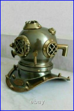 Mini US Navy Mark V Diving Helmet Brass Aluminum Steel Decor 7.5