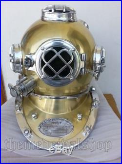NAUTICAL DECOR REPLICA U. S NAVY MARK V Solid Steel Scuba Diving Divers Helmet