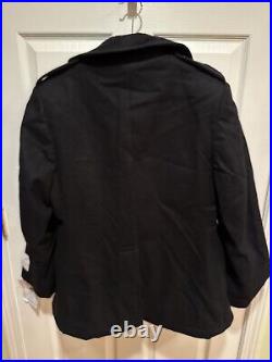 NEW 16R U. S. Navy Woman's Enlisted Jacket Black 100% Wool Overcoat Coat