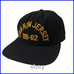 NOS Vtg 80's USS New Jersey BB-62 USN Hat BIG J Snapback Military Battleship Cap