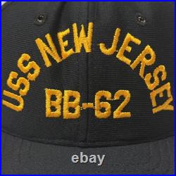 NOS Vtg 80's USS New Jersey BB-62 USN Hat BIG J Snapback Military Battleship Cap