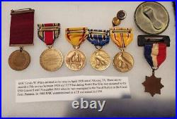 Named Pre WW2 USN-6-Medal Grouping + Yard Badge+ Discharge Pins VERY RARE