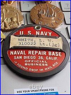 Named Pre WW2 USN-6-Medal Grouping + Yard Badge+ Discharge Pins VERY RARE