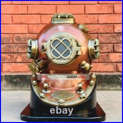 Nautical Boston scuba 18 Diving Divers Helmet with black wooden base decorative