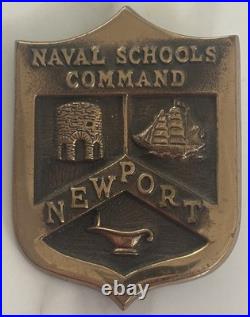 Naval Schools Command Newport, RI Bronze Brass Plaque 3 1/4 x 4 1/2 8.7 Oz