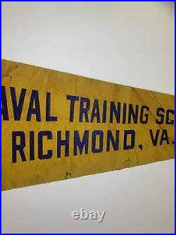 Naval Training School Richmond VA Pennant 26 Silk US Navy Flag Vintage