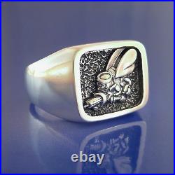 Navy Seabees Ring Solid Sterling Silver (37-24)