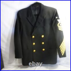 Navy Service Dress Blue Jacket, fully lined 2 Star, Master Chief, 4 Gold stripes