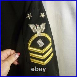 Navy Service Dress Blue Jacket, fully lined 2 Star, Master Chief, 4 Gold stripes