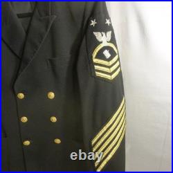Navy Service Dress Blue Jacket, fully lined 2 Star, Master Chief, 4 Gold stripes