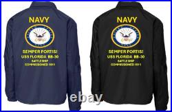 Navy Uss Florida Bb-30 Battleship Coaches Jacket. Navy Official License
