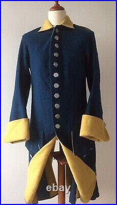 New Navy Blue Swedish Carolean Uniform Stile With Tan Lining Coat Fast Shipping