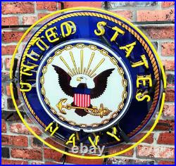 New United States Navy 24x24 Neon Lamp Light Sign With HD Vivid Printing