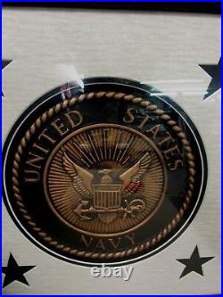 New United States Navy Insignia/Emblem Custom Framed Wall Hanging 20.5 x 20.5