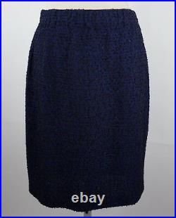 New sz 10 St John Black Label Collection navy metallic knit skirt suit $2895